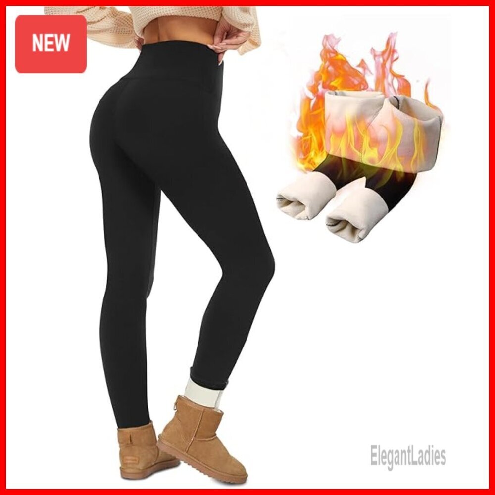 Fleece Lined Thermal Leggings High Waisted Tummy Control Winter Warm Pants